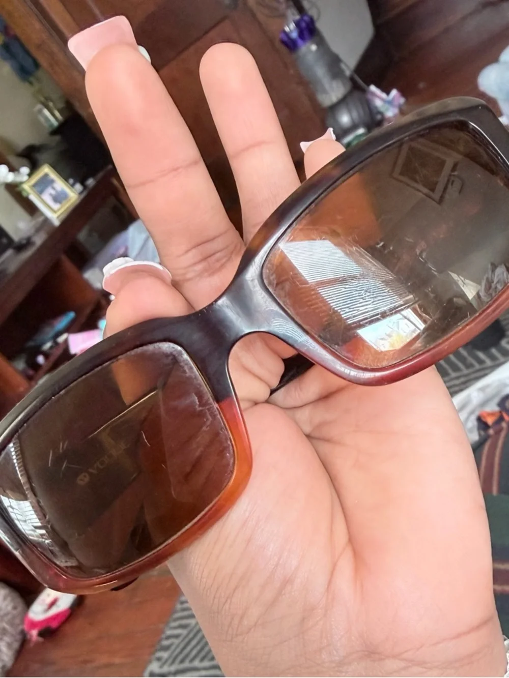 Vogue Amber and Silver Resin prescription sunglasses